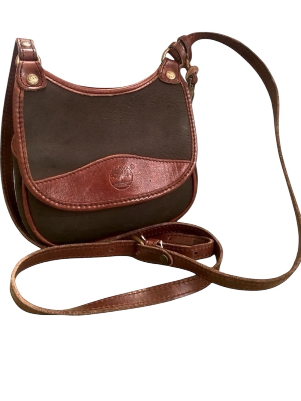 Timberland Nubuck & Leather Mini Crossbody Bag 6.5 x 6.5 x 24” Strap Drop ECU